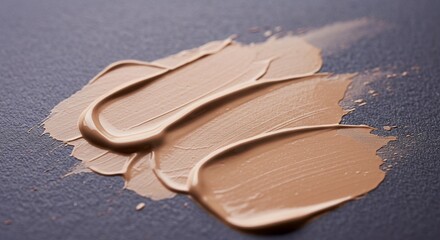 Smooth texture and curved strokes highlight the close-up view of beige or tan cosmetic swatches on a clean white background