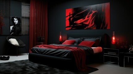 modern black bedroom