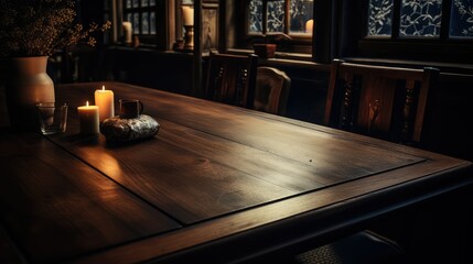 intimate dark wood table top