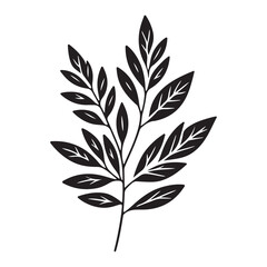 Tree leaves silhouette vector illustration on white background.