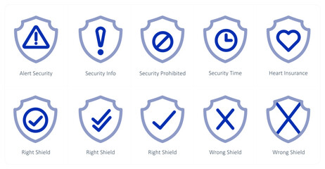 A set of 10 micro icons as alert security, security info, security prohibite