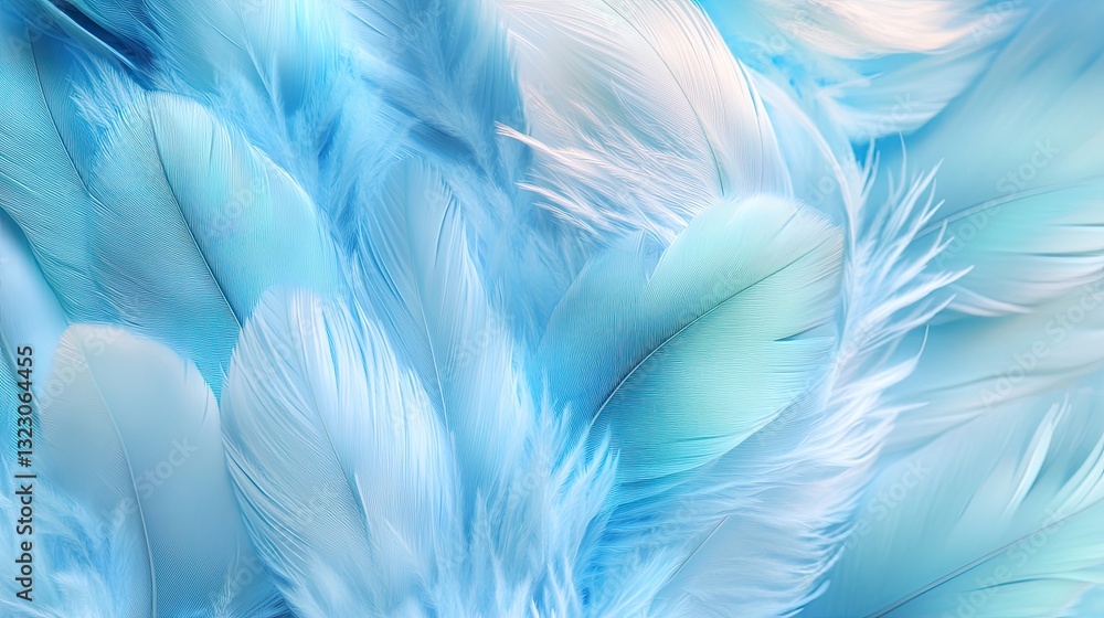 Poster soft blue feathers creating a dreamy and serene background texture
