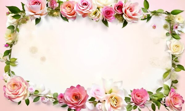 pink roses frame
