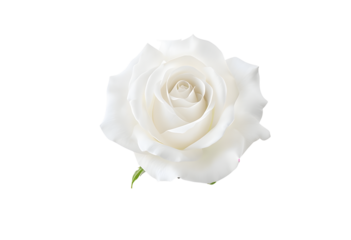 A white rose blossoms with soft, smooth petals isolated on white background