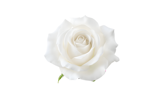 A white rose blossoms with soft, smooth petals isolated on white background - Powered by Adobe
