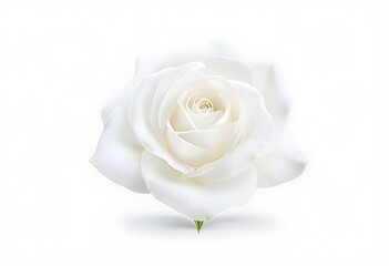 Fototapeta premium A white rose blossoms with soft, smooth petals isolated on white background