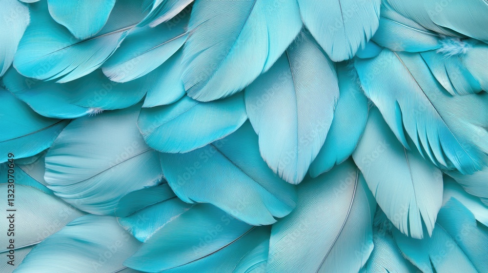 Poster vibrant blue feathers creating a textured background for design