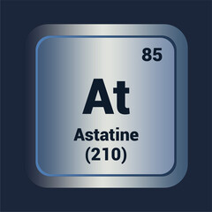 Astatine At icon. Number Eighty Five. Mass (210) detail. Vector Background.