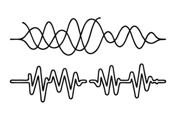  Sound wave with different amplitude Hand drawn line art flat vector illustration