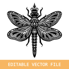 ntricate illustration of a bee adorned with ornate crown detail showcasing elegance and nature's artistry