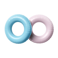 Two colorful swim rings isolated on white. Set of different inflatable rings isolated on white....