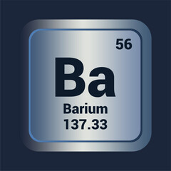 Barium Ba icon. Number Fivety Six. Mass 137.33) detail. Vector Background.