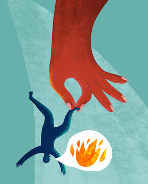Helping hand reaches out to save a person in distress
