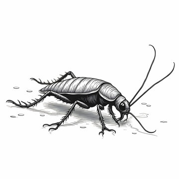 black and white cockroach crawling on ground clip art preview