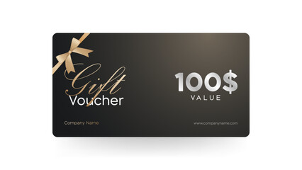 Luxurious $100 to $1000 Gift Card Voucher Design with Elegant Gold and Red Ribbon, Premium Discount Coupon, Stylish Template for Shopping, Rewards, Special Offers, and Holiday Promotions.