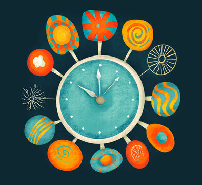Representation of the life cycle in the form of a creative clock