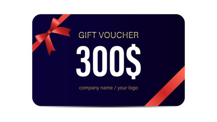 Luxurious $100 to $1000 Gift Card Voucher Design with Elegant Gold and Red Ribbon, Premium Discount Coupon, Stylish Template for Shopping, Rewards, Special Offers, and Holiday Promotions.
