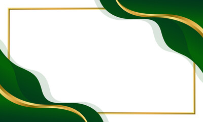 Elegant Green and Gold Abstract Wave Background. Modern border and frame design. Suitable for Invitations, certificates, awards, templates, banners, posters, cards, and more