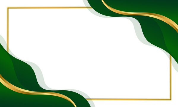 Elegant Green and Gold Abstract Wave Background. Modern border and frame design. Suitable for Invitations, certificates, awards, templates, banners, posters, cards, and more