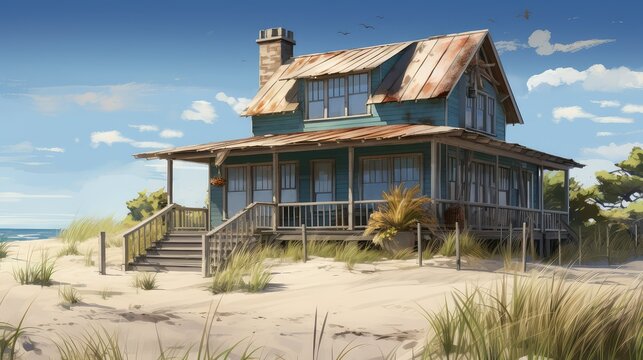 weathered beach house