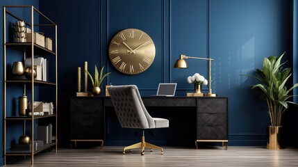chic home interior blue