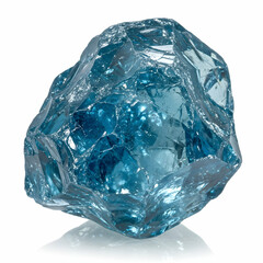 Fototapeta premium Blue Rough Gemstone Specimen on White Background for Jewelry Designs