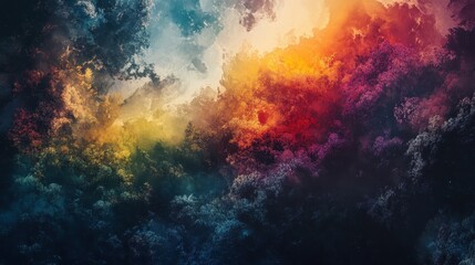 Abstract Colorful Forest Canopy Aerial View