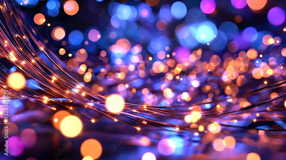 Poster vivid abstract background with colorful bokeh and glowing lights