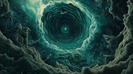 Alien Landscape With Ancient Ruins Near A Vortex
