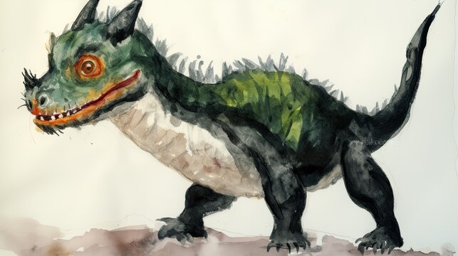 watercolour Illustration of a dinosaur