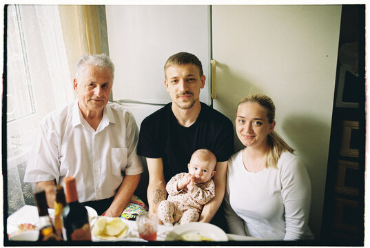 Family Portrait in a Cozy Kitchen