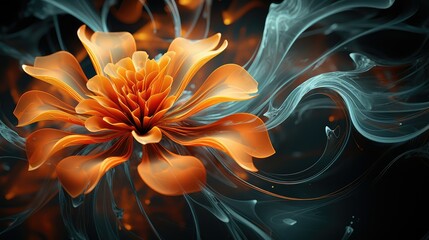 Obraz premium flower digital orange