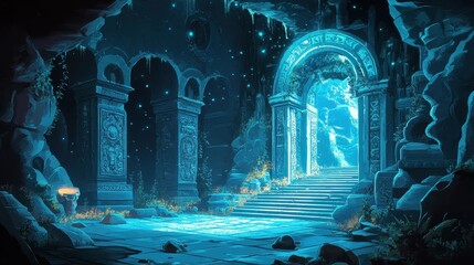Ancient Crystalline Gateway Within a Mystical Cave