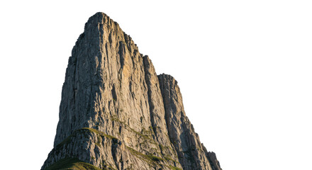 Natural mountain Rock Formation with Sharp Edges  Isolated on a White Background with PNG, Cutout, or Clipping Path