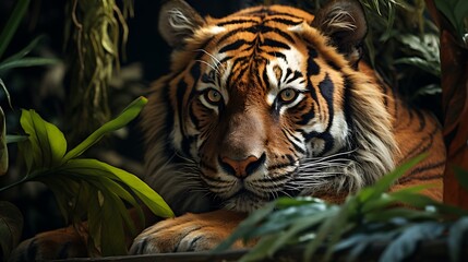 Majestic Sumatran Tiger in Lush Jungle Habitat