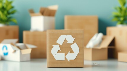 A detailed schematic of an eco-friendly recycling system showcases cardboard pack collection and innovative techniques for effective pack reuse.