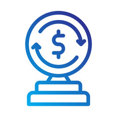    globe  dollar  rotation  finance  international  money  economy  business  trade  global Line Gradient icon