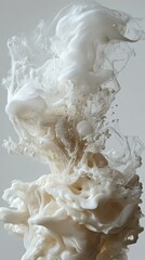 Fototapeta premium Abstract Fluid Sculpture: Dreamlike Swirls of Cream and White