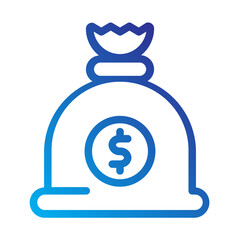    sack  money  finance  storage  bank  wealth  cash  bag  savings  economy Line Gradient icon