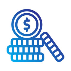    stack  coins  money  currency  finance  savings  wealth  banking  investment  economy Line Gradient icon