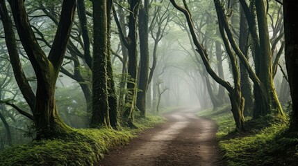 Obraz premium path misty trees