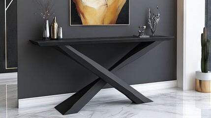 A modern MDF console table with a matte black finish.