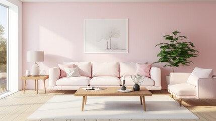 contemporary pink living room