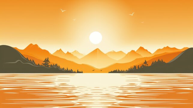 landscape sun line drawing