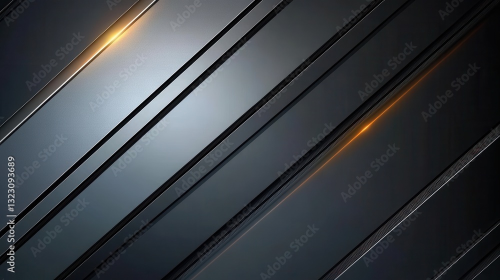 Aufkleber Dynamic metallic background featuring glowing lines in industrial style with sleek diagonal patterns