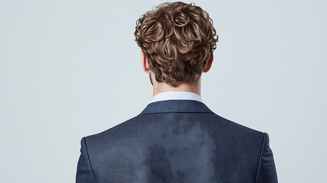 A body rear view photo of a middle-aged male businessperson