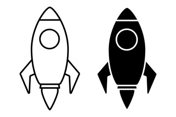 Vector illustration of Space Rocket icon set isolated on transparent background