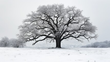 winter black oak tree