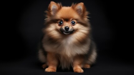 Obraz premium fluffy dog on black background