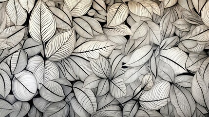Fototapeta premium mural leaves doodle